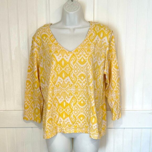 HEARTS OF palm pretty yellow  3/4 length sleeve top size XL - Picture 1 of 6